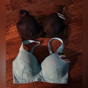 NWT Angelina Black and Blue Lace Bras Bundle Of 2 Size 34DDD